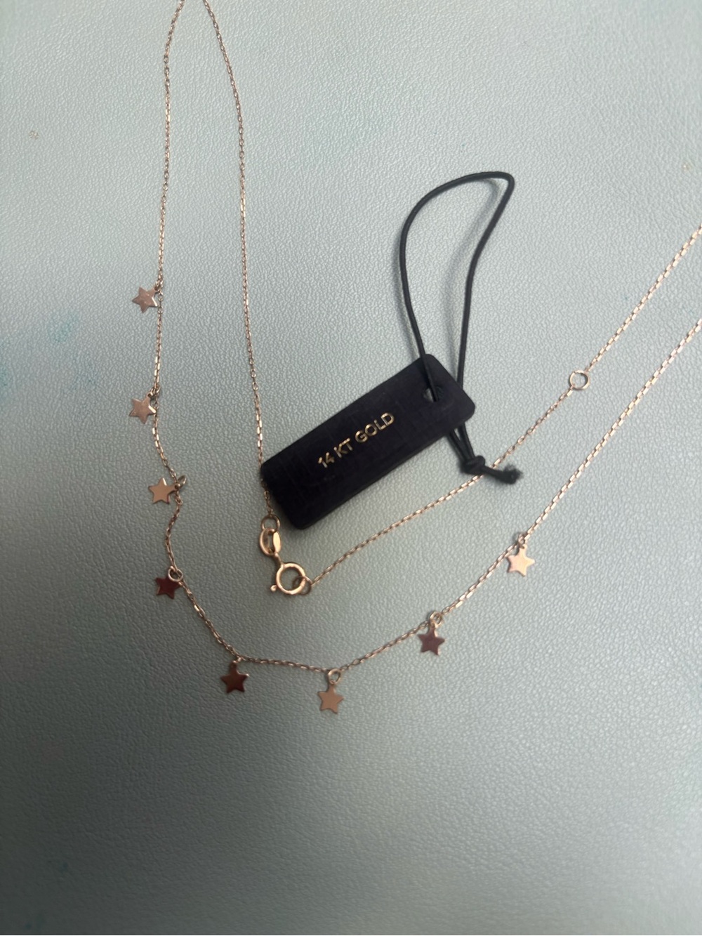 14K Gold Star Charm Necklace - Rose Gold Star Chain